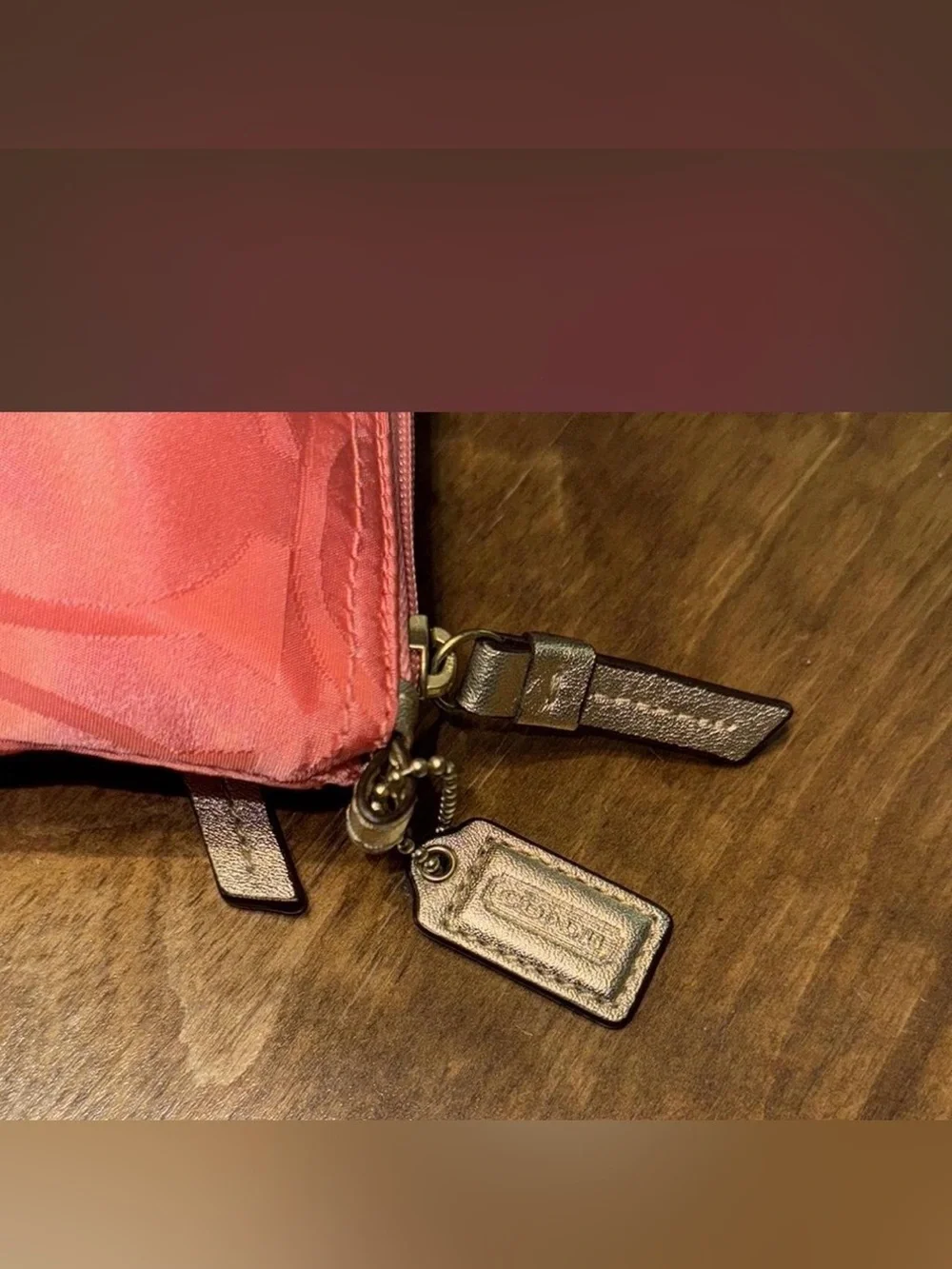 Coach Coral Signature cosmetic bag